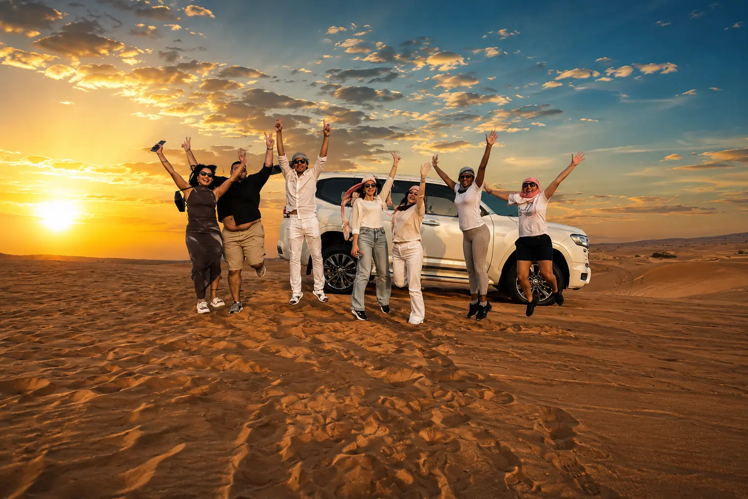Evening Desert Safari Dubai with Dune Bashing and BBQ Dinner